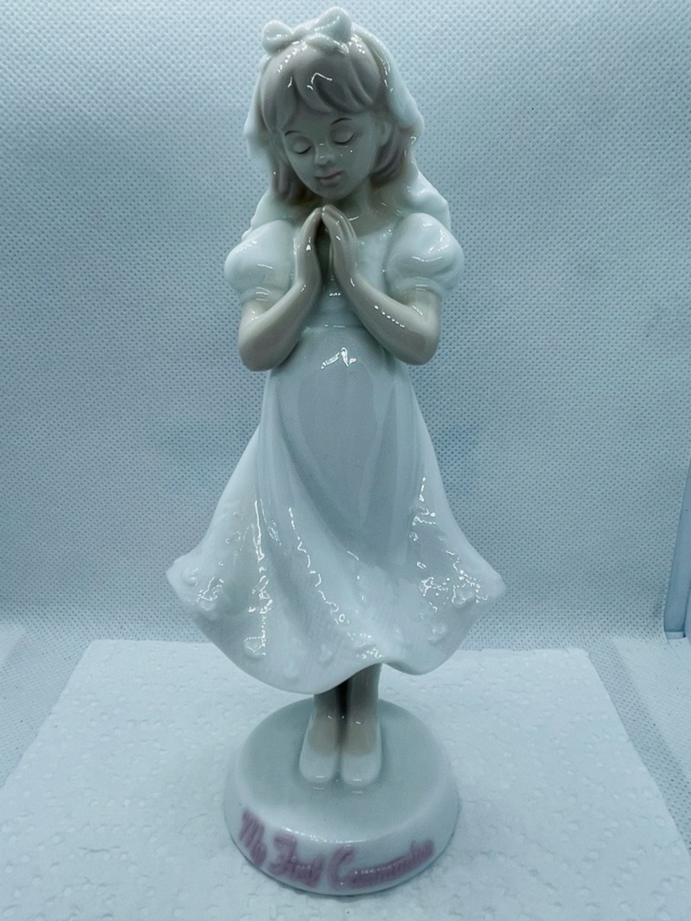 Vintage My First Communion Girl Figurine Ceramic Valencia Collection White 7”